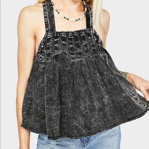 NWT Free People Marina Denim Babydoll Crop Top
